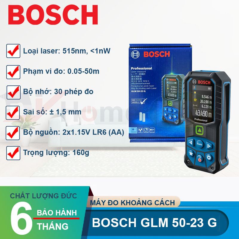Máy đo khoảng cách Laser tia Xanh Bosch GLM 50-23 G