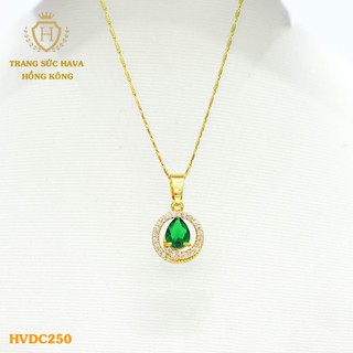 Dây Chuyền, Vòng Cổ Nữ Mặt Đính Đá, Titan Xi Mạ Vàng Non 24k Cao Cấp - Trang Sức Hava Hong Kong