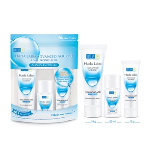 Bộ travel size dưỡng ẩm sâu Hada Labo Advanced Nourish Travel kit (Kem rửa mặt 15g+ Nước dưỡng 20ml+ Kem dưỡng 12g)