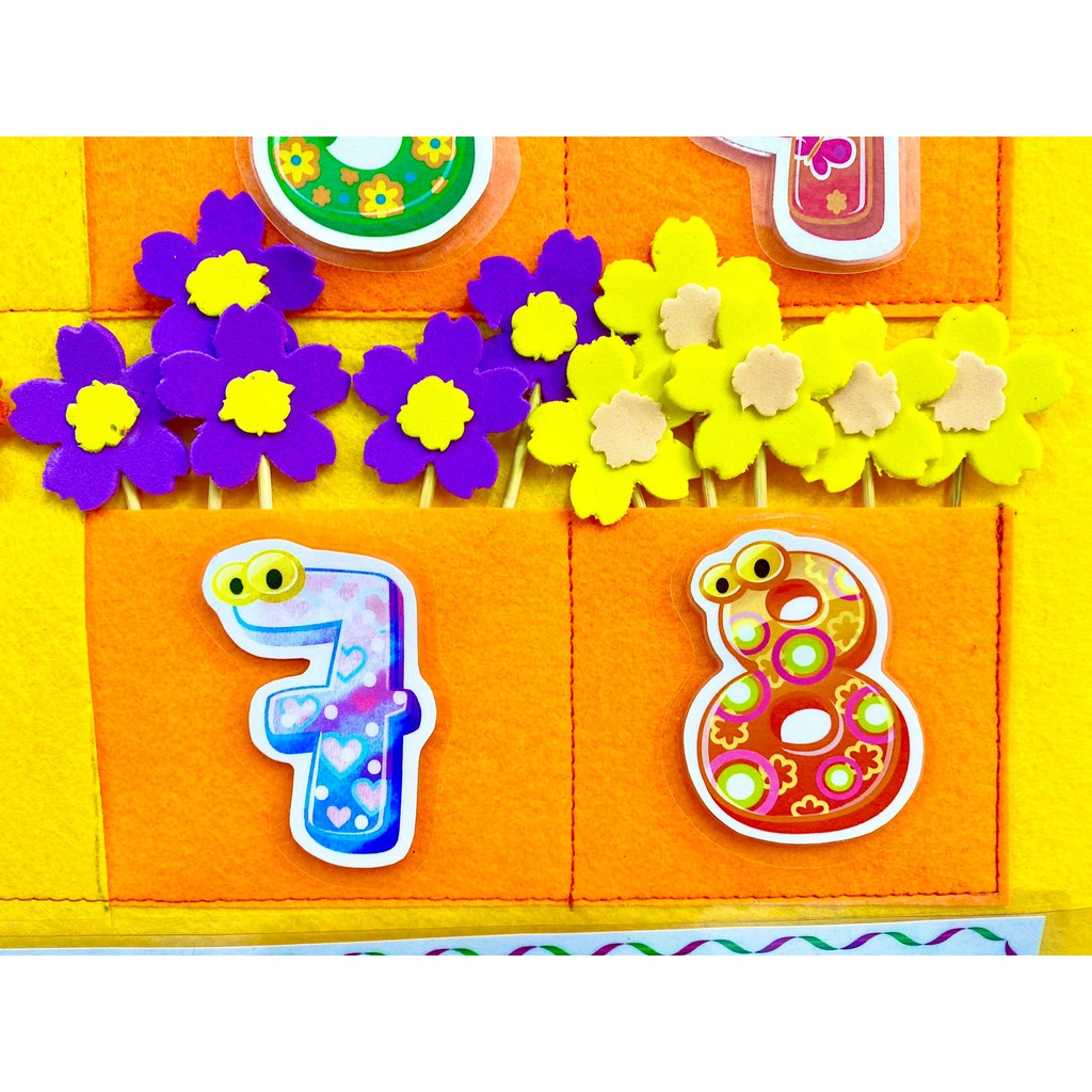 Bảng thi đua nỉ gấu 8 nhóm + 80 hoa + tiêu đề thi đua+ bộ số 1-8 + keo xốp 25cm + 2 móc