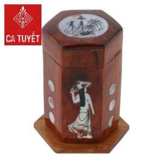 LỌ ĐỰNG TĂM KHẢM CÔ GÁI GỖ HƯƠNG SƠN PU 3 LỚP SIÊU ĐẸP