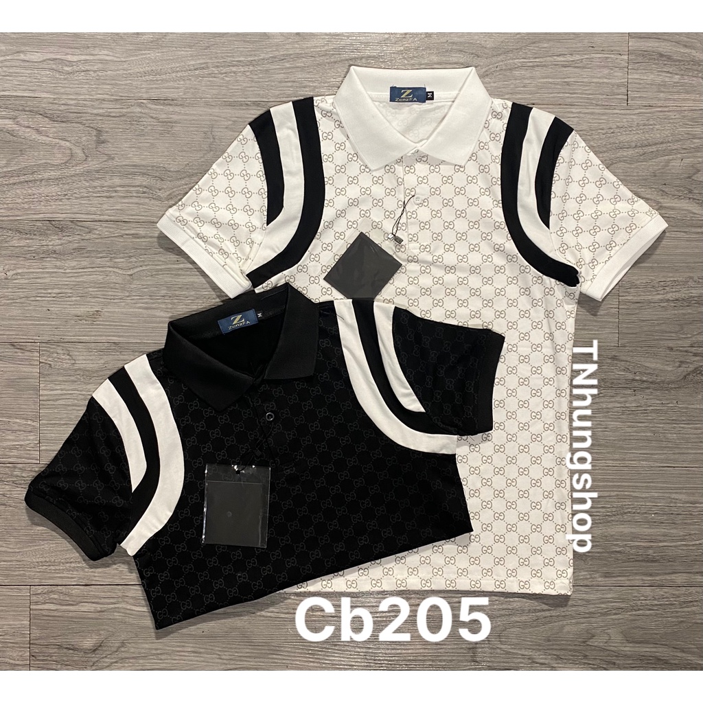 cb205 Áo thun polo nam cotton tay ngắn họa tiết sắc nét thời trang tnhung