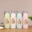 Bình Giữ Nhiệt Thủy Tinh Bọc Nhựa Lúa Mạch 450ml Họa Tiết Xương Rồng, Chống Va Đập,