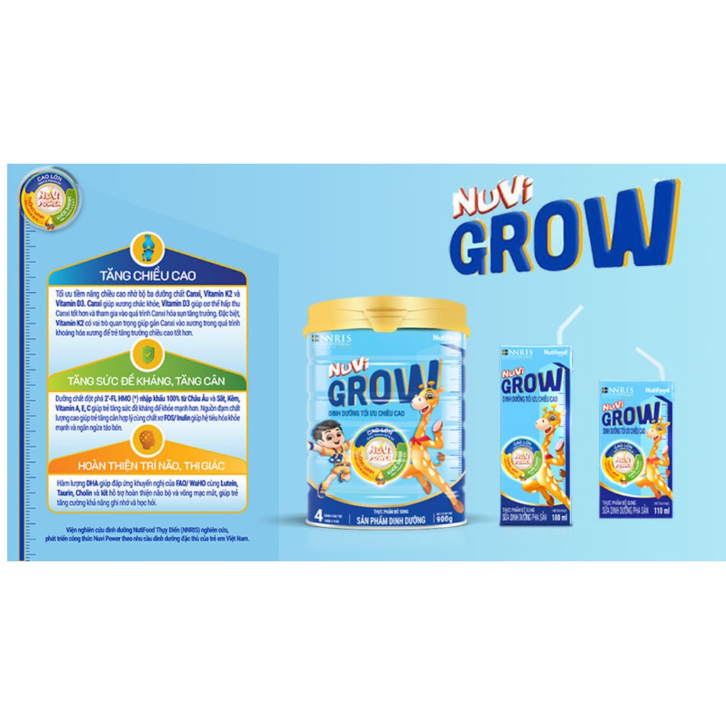 Sữa Nuvi Grow 110ml/180ml - Nutifood (lốc 4hộp) | Shopee Việt Nam