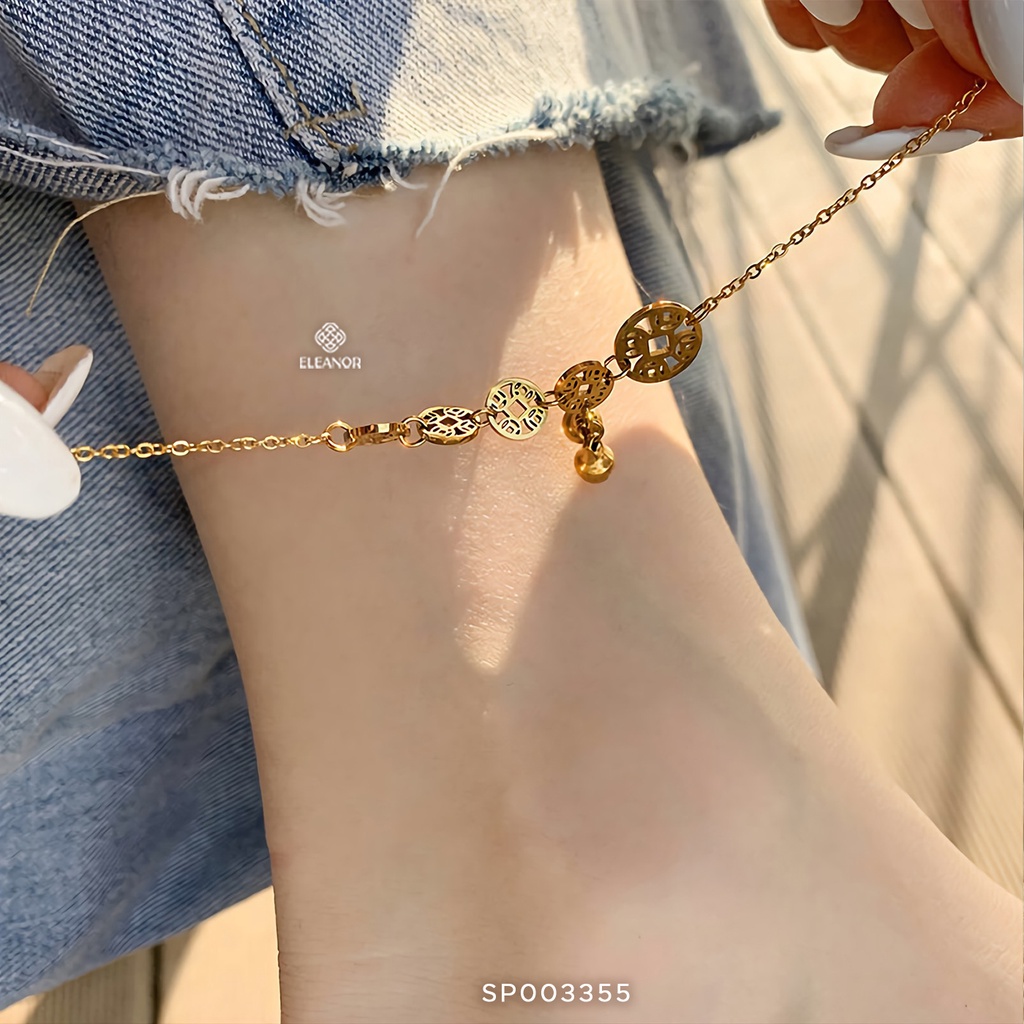 Lắc chân nữ titan Eleanor Accessories mắt xích hình kim tiền phối bi tròn phụ kiện trang sức 3355
