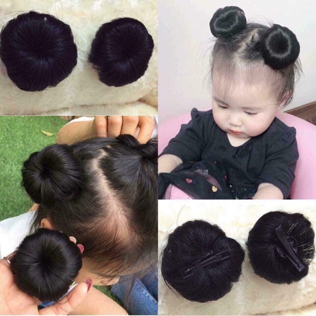Set 2 Búi Tóc Giả Mini Cho Bé – Búi Tóc Kẹp Dễ Thương, Tóc Giả Trẻ Em Siêu Xinh, Phụ Kiện Tóc Bé Gái