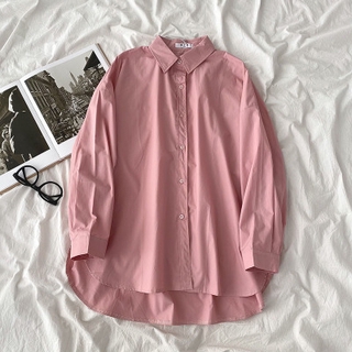 Áo Sơ Mi Nữ Tay Dài Dáng Rộng Phong Cách Hàn Quốc baju baju wanita Lenan panjang kemeja