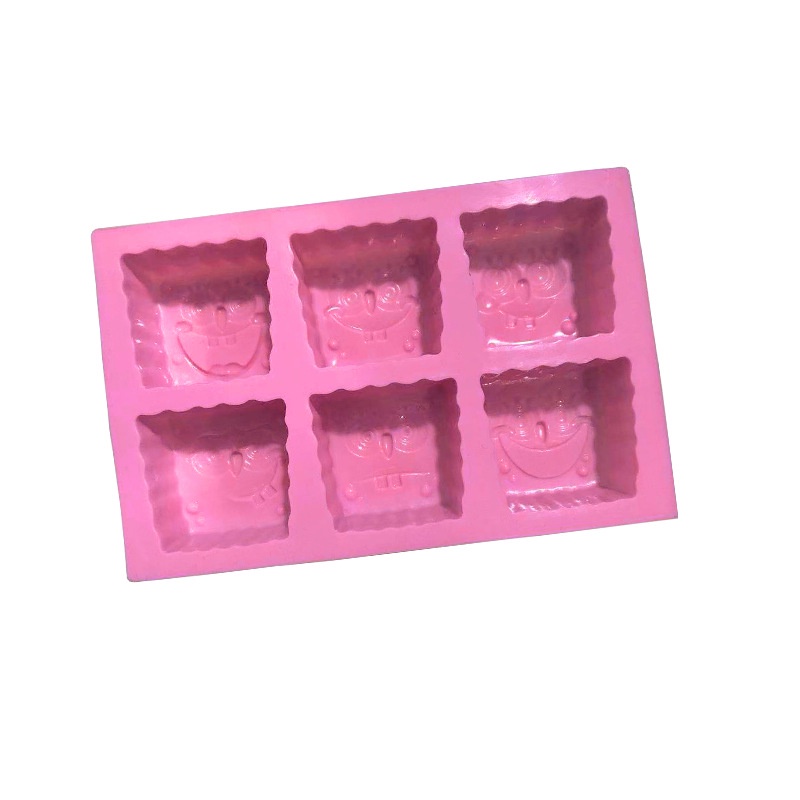 Khuôn silicone Làm Bánh/Xà Phòng/Sô Cô La Hình Hoạt Hình 6 Ngăn Tiện Dụng