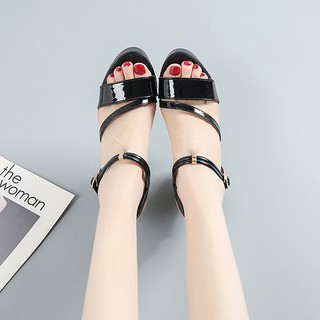 (SIÊU NHẸ) GIÀY SANDAL CAO GÓT QUAI CHÉO DA BÓNG ĐÍNH HẠT THỜI TRANG - CG111