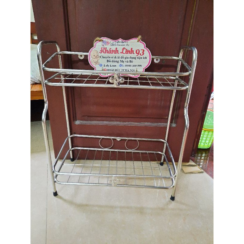 Kệ đựng gia vị nhà bếp inox 2 tầng treo tường, kệ nhà tắm đa năng