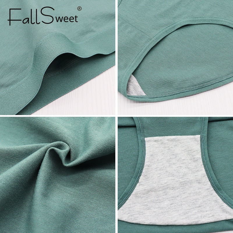 FallSweet 5 Cái Quần Lót Nữ Cao Cấp Quần Lót Cotton Màu Trơn Thoải Mái Quần Lót Plus Kích Thước Đồ Lót M-XXXL