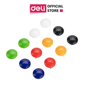 Nam châm gắn bảng 15/20mm Deli - 12 chiếc/ vỉ - Nhiều màu - Đồ dùng văn phòng