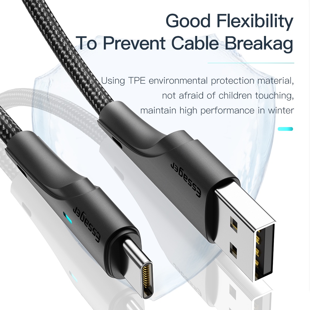 Ảnh Cáp sạc nhanh Essager 3A Type C/Micro/iP Usb 0.25m/1m/2m/3M cho điện thoại Android 2
