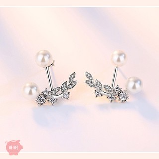 Bông tai ngọc đôi nạm đá nhân tạo chiếc lá BHBT126