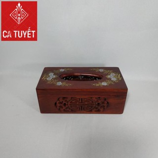 (RẺ NHẤT) HỘP ĐỰNG GIẤY CHỮ NHẬT KHẢM BI HOA VĂN SIÊU ĐẸP GỖ HƯƠNG