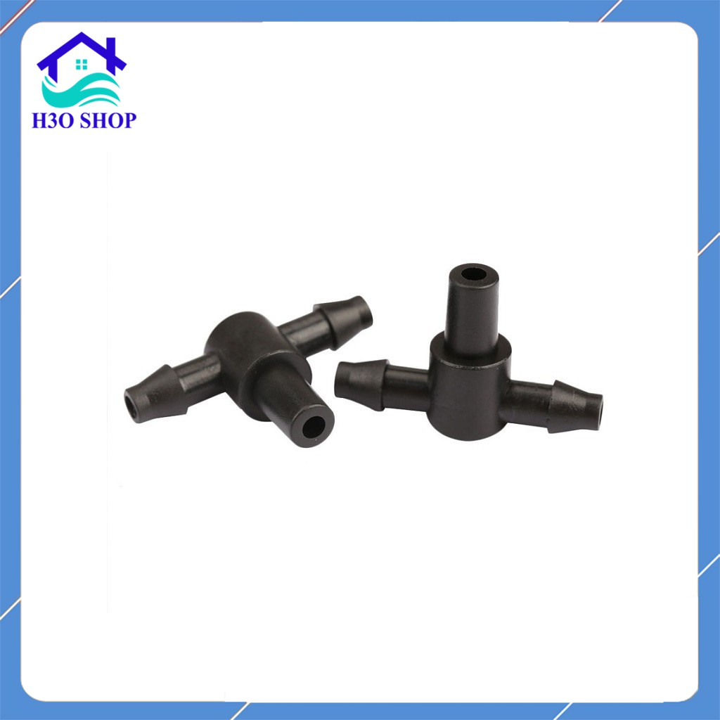 10 [ 10 cái ]Tê Nối Ống 6mm - 8mm Gắn Đầu Béc Phun Sương, Loại 1 Đầu Trơn 2 Đầu Ngạnh