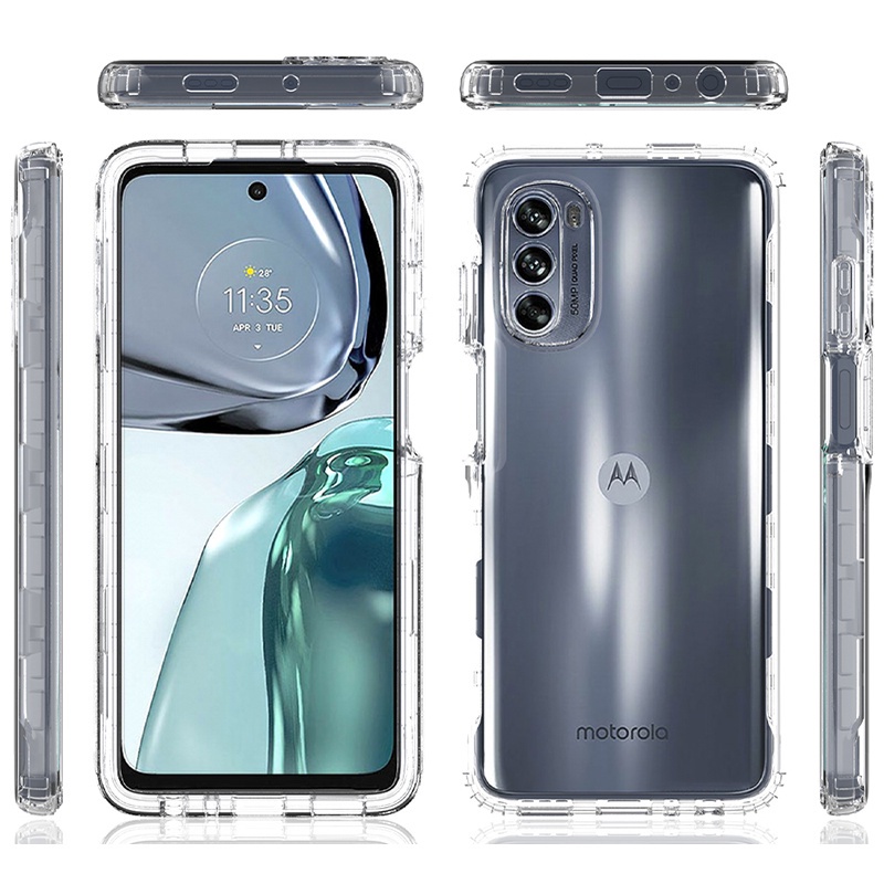 Dành Cho Motorola Moto G62 G82 G52 G42 G32 G22 G51 G60 G30 G20 G10 5G Hai Lớp Lai Chống Trầy Xước Màu Chống Sốc Toàn Thân Vỏ Trong Suốt
