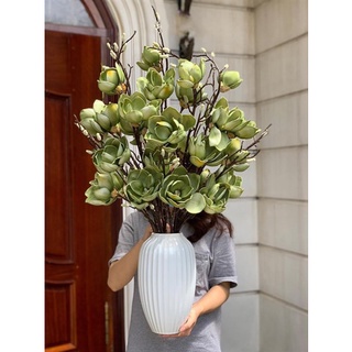 Hoa Giả Cành Hoa Mộc Lan 6 Bông Cánh Nhọn Cành Dài 120cm