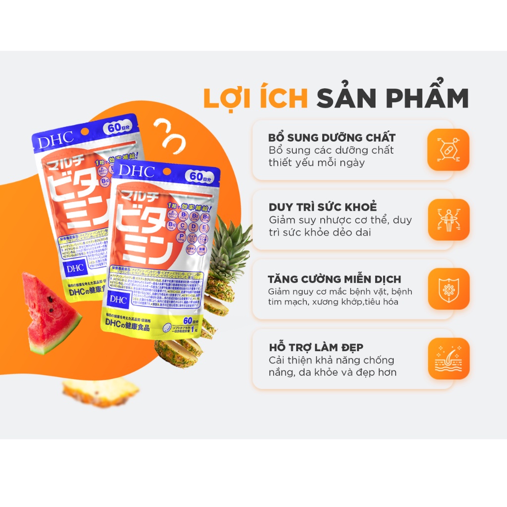 Ảnh Viên Uống Vitamin Tổng Hợp DHC Multi Vitamins Cung Cấp Dưỡng Chất Giúp Cơ Thể Khoẻ Mạnh 2