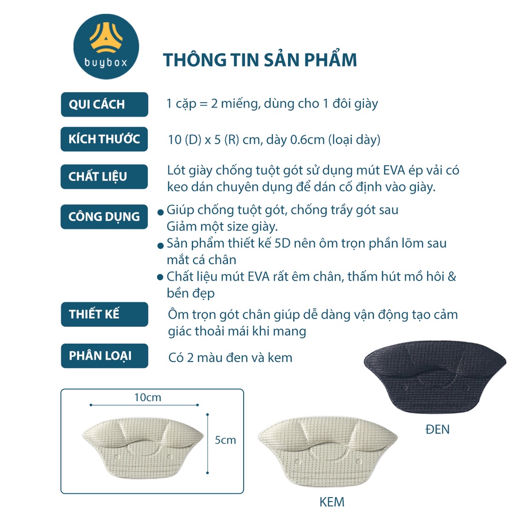 Mô tả Lót giày bảo vệ gót sau dày 6mm giảm size giày, chất liệu cao cấp giúp êm chân - buybox - BBPK230 - 8