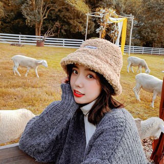 Mũ lông cừu bucket retro phong cách hàn quốc mũ lông cừu nữ mềm giữ ấm thu đông ulzzang