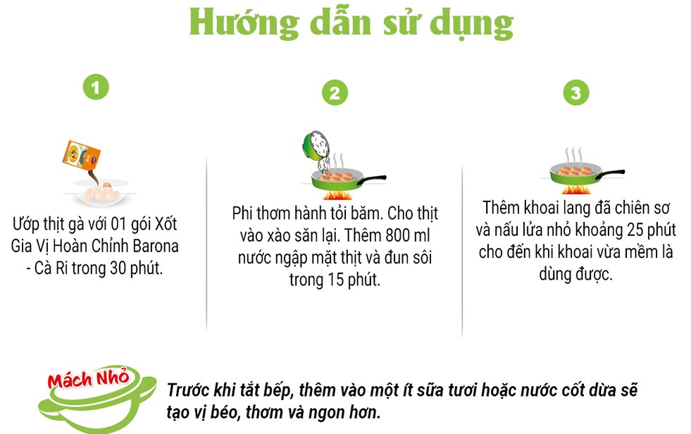 Mô tả Gia Vị Cà Ri Barona 80g ướp ngon chuẩn vị không cần nêm nếm - 5