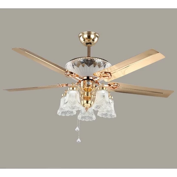 Quạt trần đèn chùm-Quạt đảo trần 5 cánh thép phòng khách,động cơ DC 6 tốc độ,3 chế độ sáng cho khách sạn,spa,quán cafe