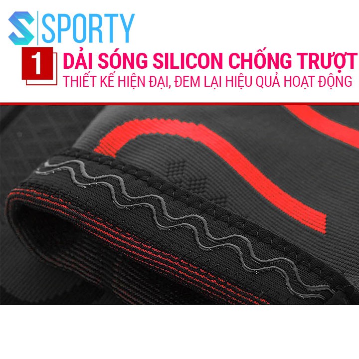 Băng quấn gối bảo vệ cơ đùi, tránh chấn thương 1123 chất liệu vải dệt 3D co giãn, thoáng khí SPORTY
