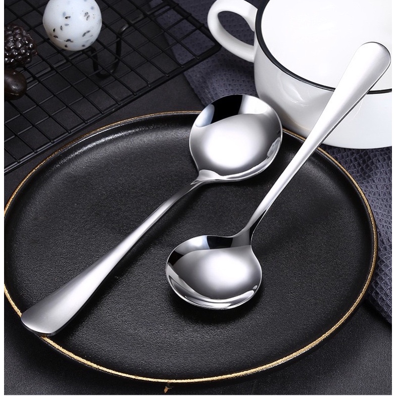 Muỗng ăn cơm ăn phở súp inox 410 đầu tròn 1 cái - M42