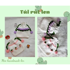 Túi rút dâu tây - Túi rút hoa tulip - Handmade len - Crochet