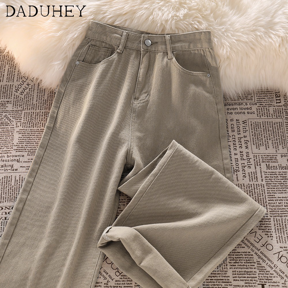 Ảnh Daduhey Quần jean dài cạp cao ống rộng 6 màu cỡ S-5XL mới cho nữ 2