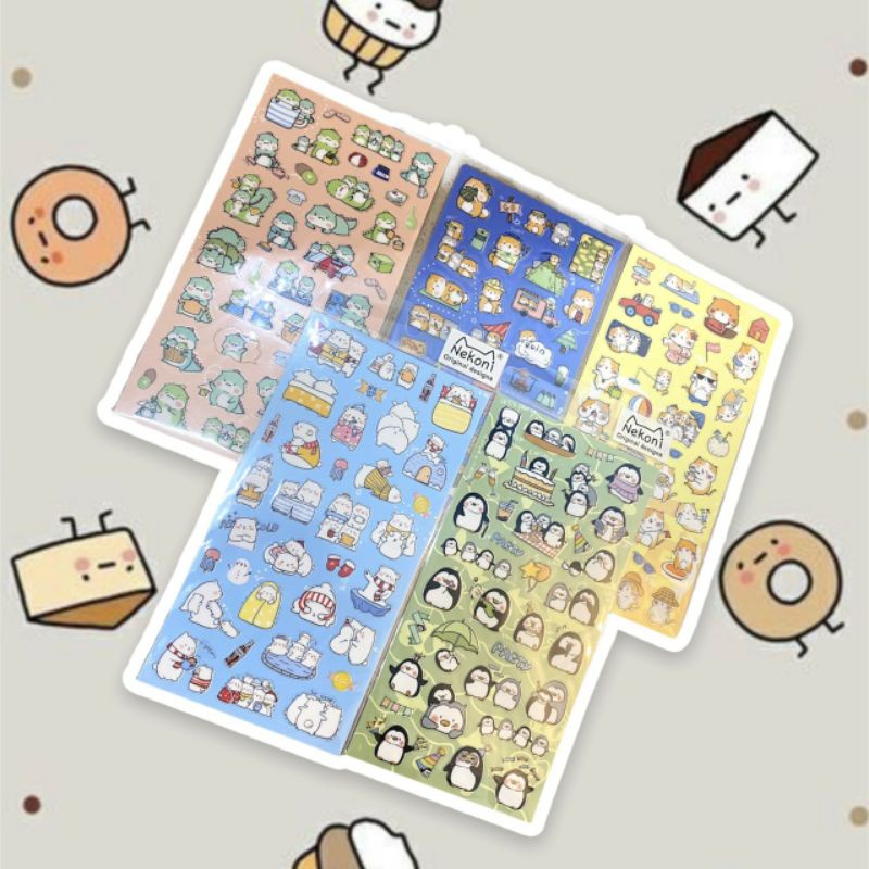 STICKER NEKONI ĐỒ ĂN, HÌNH THÚ CUTE NHIỀU CHỦ ĐỀ TRANG TRÍ SỔ TAY ...