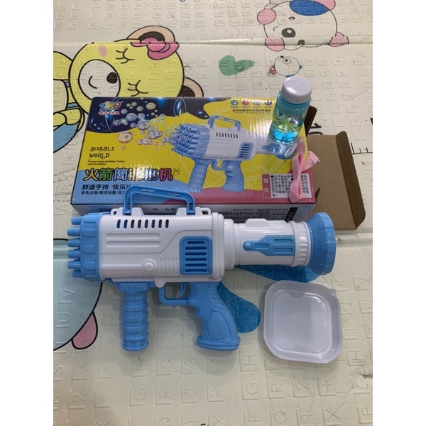 Máy phun bong bóng xà phòng, bắn bong bóng 32 nòng cực đẹp, nhiều bóng cho bé tích cực vận động, vui chơi giải trí