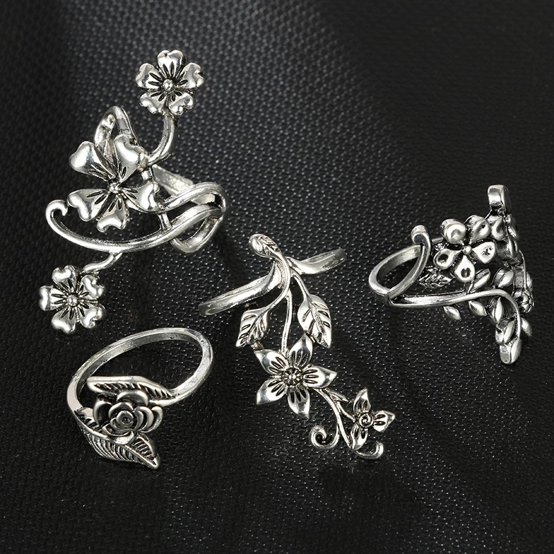 Set 4 Nhẫn Đeo Tay Kim Loại Phong Cách Vintage Cho Nữ
