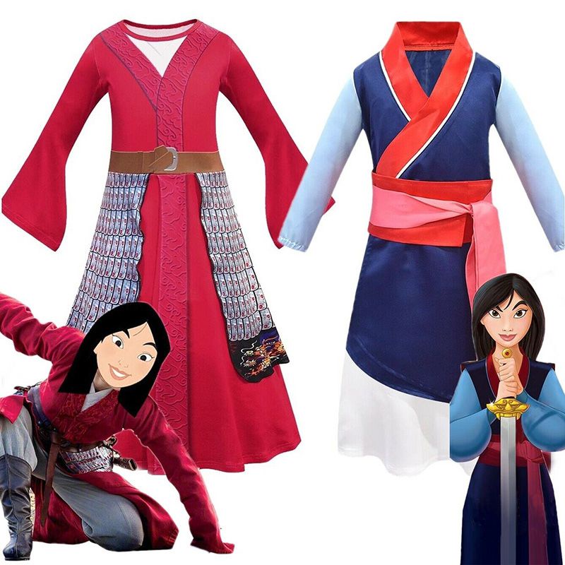 Mulan Hua Công Chúa Đỏ Lạ Mắt Đầm Trẻ Em Trang Phục Hóa Trang Trang Trang Phục Tiệc Halloween