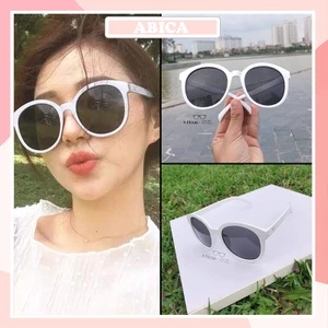 Kính mắt râm mát nữ nam mắt kính không độ thời trang mắt tròn chống tia UV phong cách Hàn Quốc ABICA 010