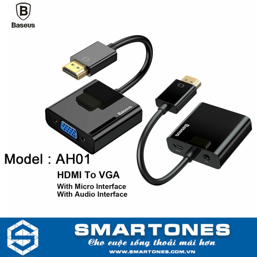 Đầu chuyển Baseus HDMI to VGA 1080P Audio 3.5mm sử dụng cho các loại ...