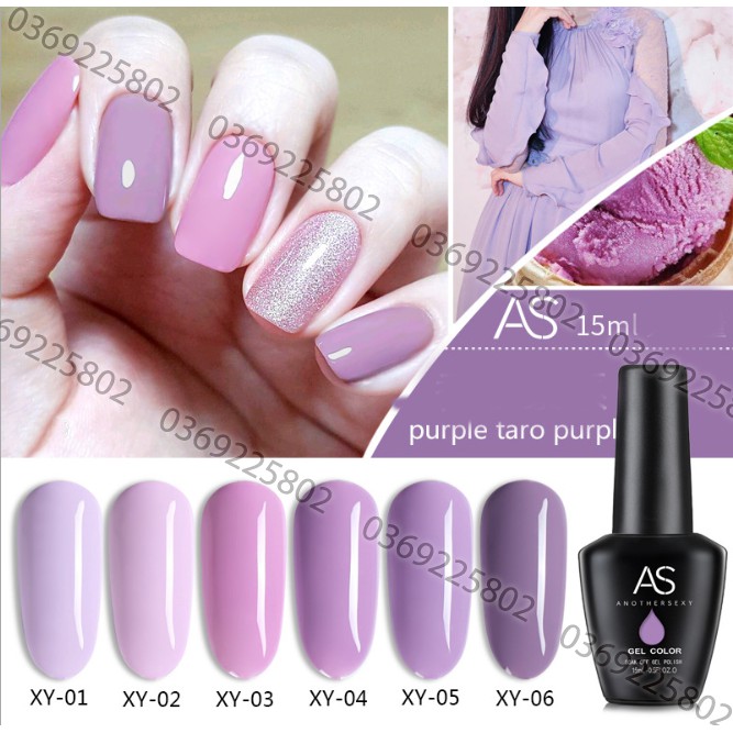 1 Set 6 chai sơn gel As purple tảo ( Mã XY )