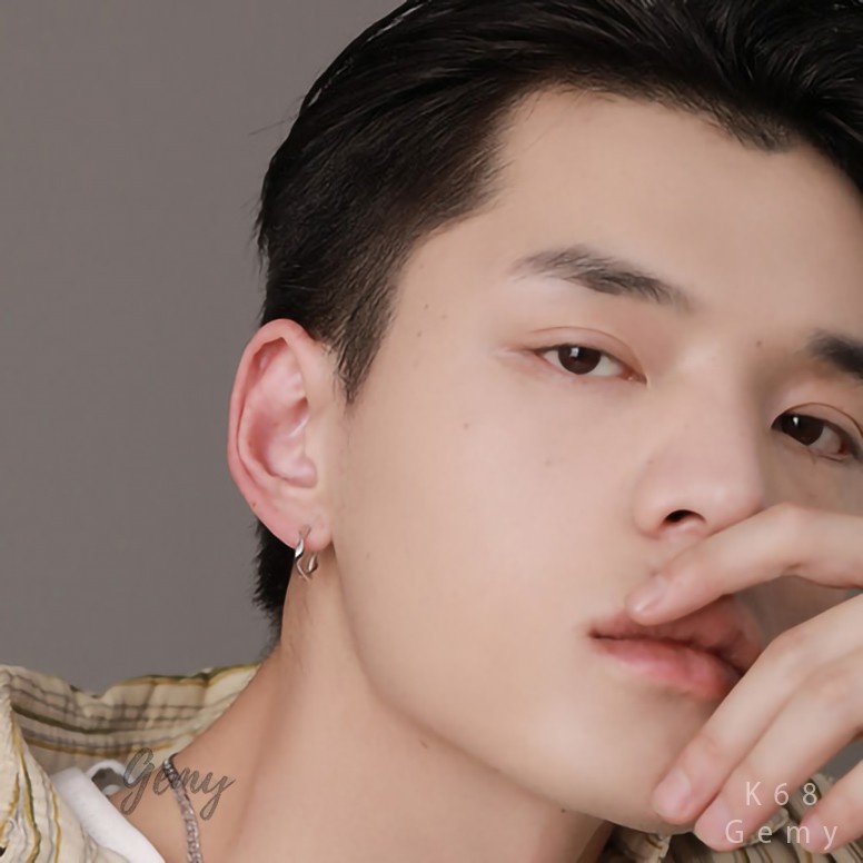Khuyên tai tròn nam bạc 925 xoắn sóng cá tính, độc đáo, unisex Ali (1 chiếc) | GEMY SILVER K68