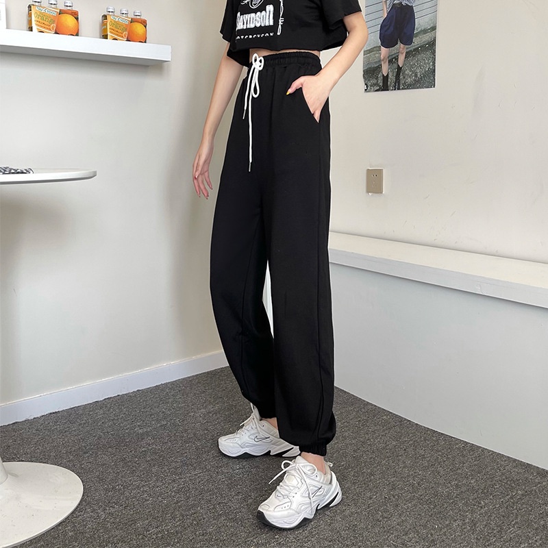 Quần jogger ống rộng bo gấu thể thao chất tổ ong phong cách ulzzang 155