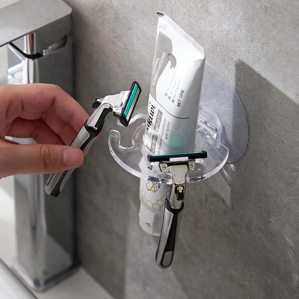 Giá Đỡ Bàn Chải Đánh Răng/Dao Cạo Râu Bằng Nhựa Trong Suốt Có Thể Tháo Rời Tiện Lợi Dành Cho Bé