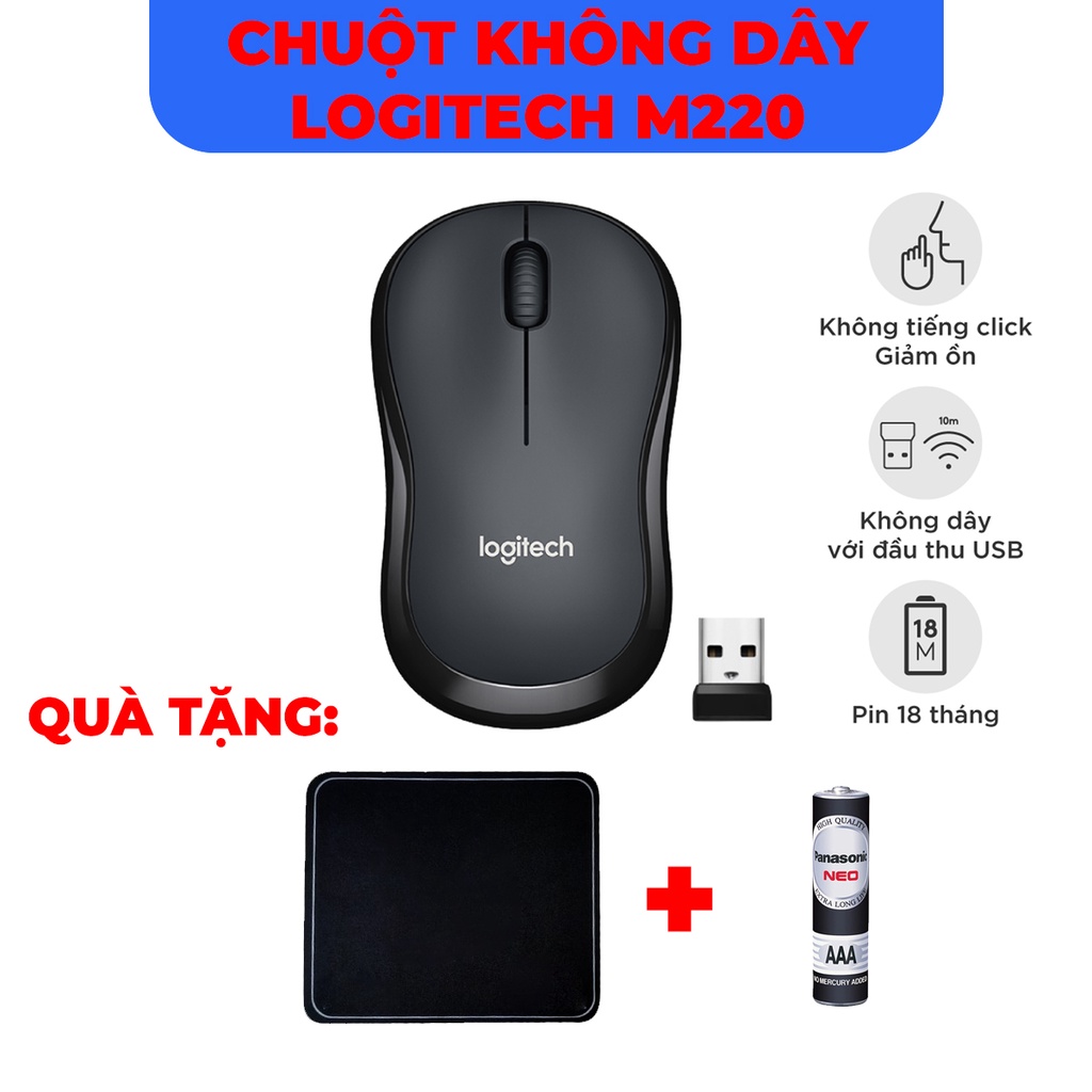 Chuột Không Dây Logitech M220 Silent USB Wireless cho Laptop | Shopee ...