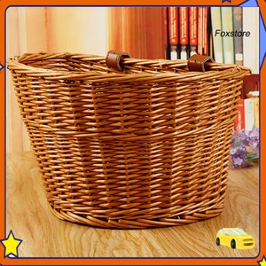 Giỏ gắn tay lái xe đạp kiểu đan mây đựng đồ tiện dụng