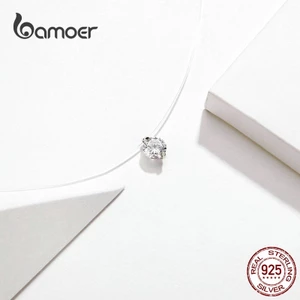 Vòng cổ Bamoer SCN332 đính đá lấp lánh đơn giản thời trang sang trọng