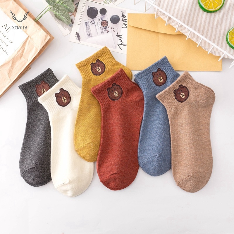 Đôi vớ cotton in họa tiết gấu dễ thương thoải mái