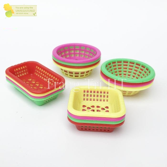 [Mô hình thu nhỏ] rổ nhựa mini phụ kiện   trang trí bàn làm việc nhà cửa