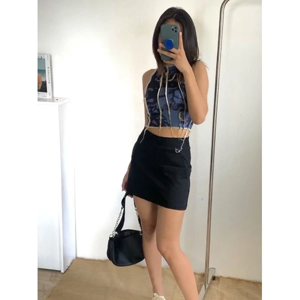 Váy công sở big size/ Chân váy ngắn chữ a lưng cao màu đen bigsize Unnie chân váy ôm công sở lưng cao 2 lớp -V03