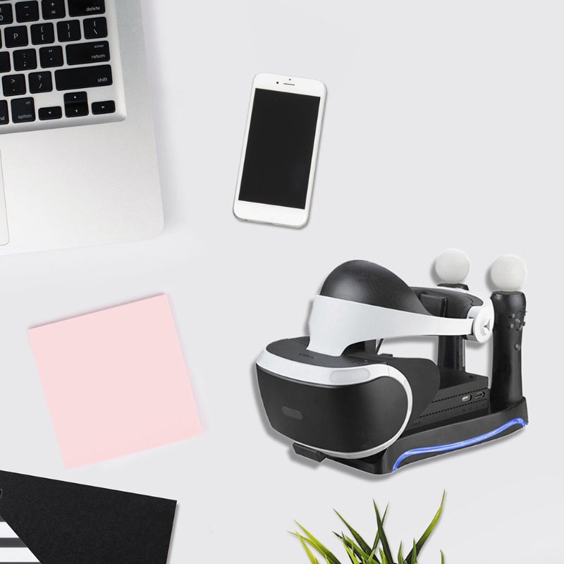 Fol 4 in1 PSVR Đế trưng bày sạc VR Kính kết nối Bộ lưu trữ có đèn làm mát Giá đỡ đa chức năng