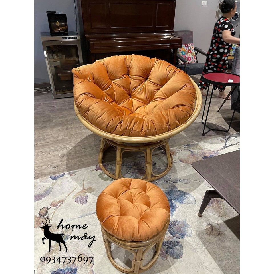 Ghế Mây Papasan KÈM nệm tròn - Sản phẩm thư giãn cho phòng khách và phòng ngủ từ HOME MÂY