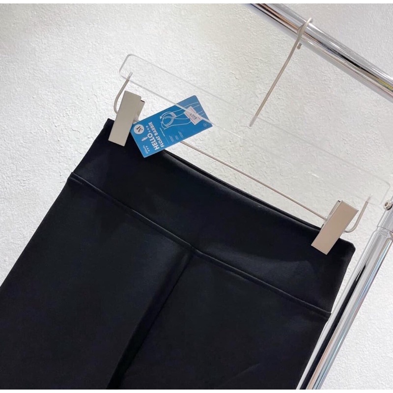 Quần legging trơn cạp cao không túi hello chất cotton